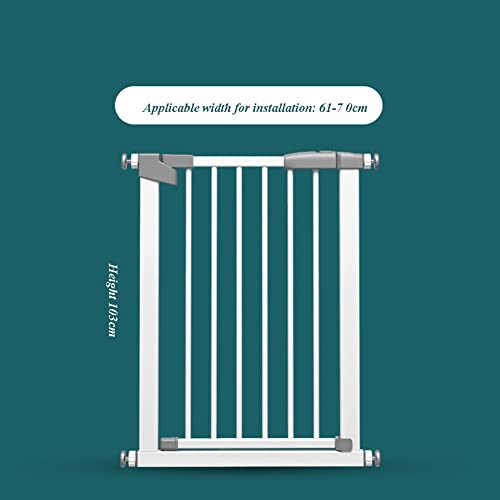Barrera Aeguridad Niños Escalera, Puerta De Seguridad para Bebés con Cierre Automático 103 Cm Extra Alto Canal Ensanchado De 60 Cm Ideal para Niños Y Mascotas. (Color : White, Tamaño : 61-70cm)