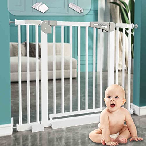Barrera Aeguridad Niños Escalera, Puerta De Seguridad para Bebés con Cierre Automático 103 Cm Extra Alto Canal Ensanchado De 60 Cm Ideal para Niños Y Mascotas. (Color : White, Tamaño : 61-70cm)