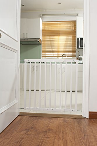 Barrera de seguridad Maya 63,5-105,5 cm, de madera, blanca