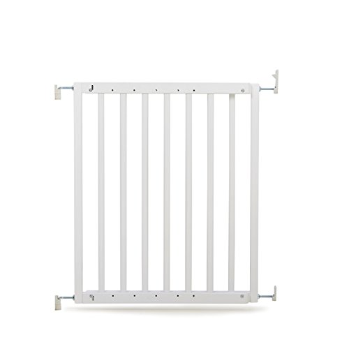 Barrera de seguridad Maya 63,5-105,5 cm, de madera, blanca