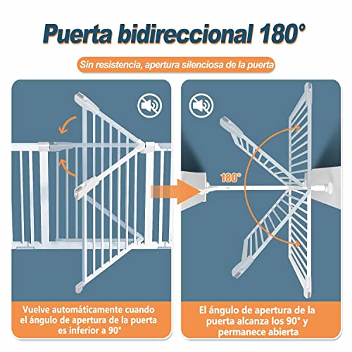 Barrera Seguridad Niños Escalera Puerta Seguridad Bebe Auto Close Sin Taladrar Barrera de Seguridad de Niños para Puerta de Escalera Puertas y Pasillos para Bebé y Perros Blanco 82-89cm