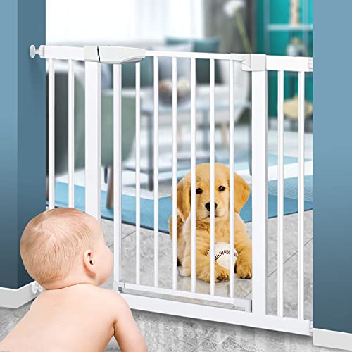 Barrera Seguridad Niños Escalera Puerta Seguridad Bebe Auto Close Sin Taladrar Barrera de Seguridad de Niños para Puerta de Escalera Puertas y Pasillos para Bebé y Perros Blanco 82-89cm