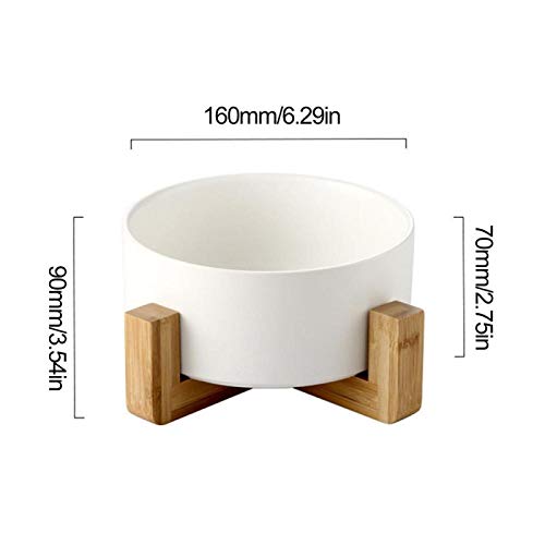 BECCYYLY Comedero más ordenado para Perros, Cuenco Elevado Elevado de cerámica para Gatos con Soporte de Madera, alimentador de Agua sin derrames para Mascotas