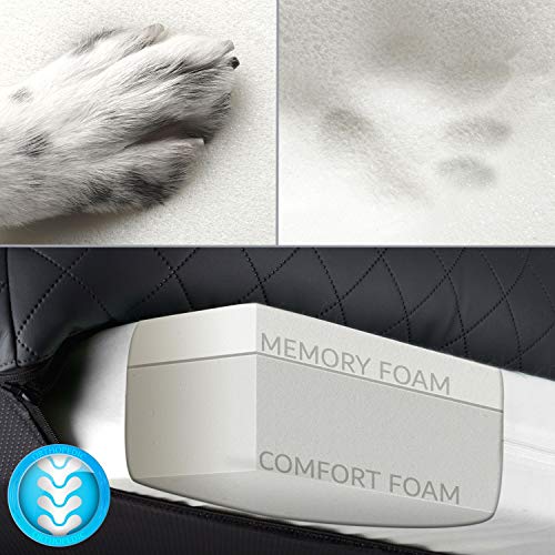 BedDog Premium Cama ortopédica para Perro WUFFI Espuma con Memoria, sofá para Perro, Felpa Regalo - The-Rock (Negro/Gris)