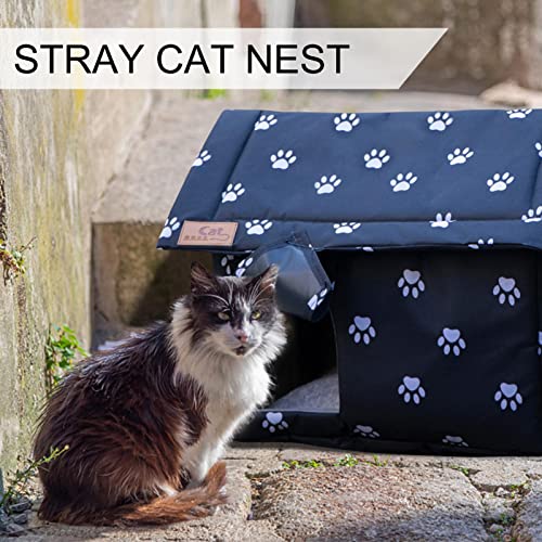 beeyuk Casa para Gatos para Gatos al Aire Libre, Refugio para Gatitos Resistente a la Intemperie, Refugio para Gatos de Invierno, Cama para Gatos Impermeable y a Prueba de Humedad, casa para Mascotas