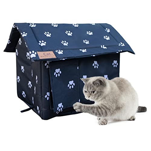beeyuk Casa para Gatos para Gatos al Aire Libre, Refugio para Gatitos Resistente a la Intemperie, Refugio para Gatos de Invierno, Cama para Gatos Impermeable y a Prueba de Humedad, casa para Mascotas
