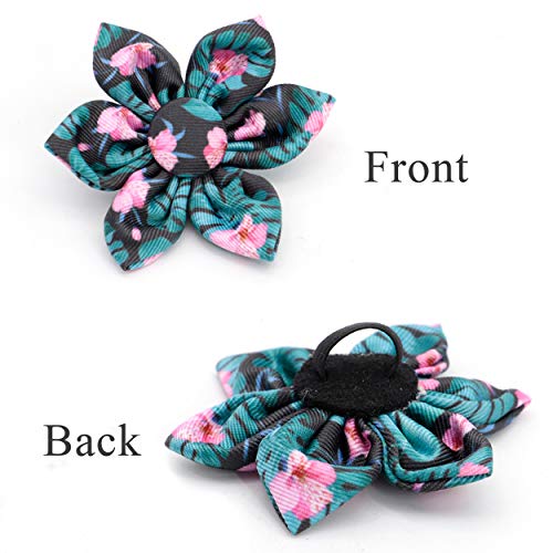 Beirui Collar de perro y plomo personalizado para perros femeninos, diseño floral grabado collares para mascotas con hebilla dorada personalizada (patrón verde, L)