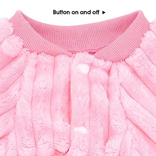 Beirui Lindo Pijama para Perros pequeños y niñas, Forro Polar Suave, suéter para Invierno, otoño y Primavera, para Cachorro, Ropa para Mascotas Chihuahua, caniche Yorkie Pug Bulldog, Rosa, Pecho 38cm