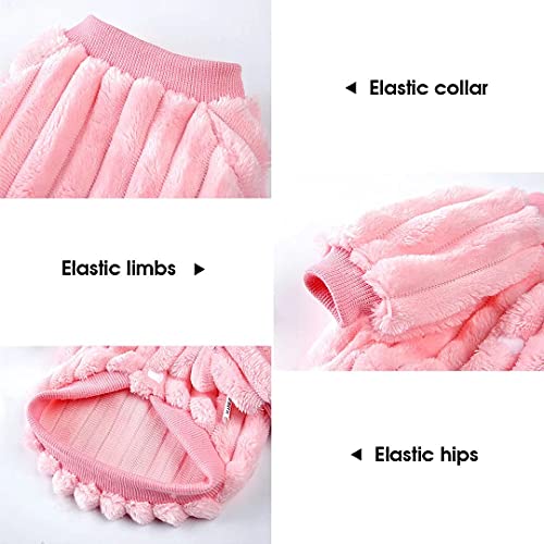 Beirui Lindo Pijama para Perros pequeños y niñas, Forro Polar Suave, suéter para Invierno, otoño y Primavera, para Cachorro, Ropa para Mascotas Chihuahua, caniche Yorkie Pug Bulldog, Rosa, Pecho 38cm