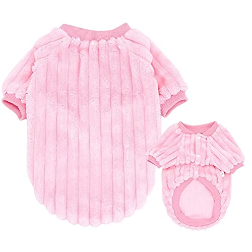 Beirui Lindo Pijama para Perros pequeños y niñas, Forro Polar Suave, suéter para Invierno, otoño y Primavera, para Cachorro, Ropa para Mascotas Chihuahua, caniche Yorkie Pug Bulldog, Rosa, Pecho 38cm