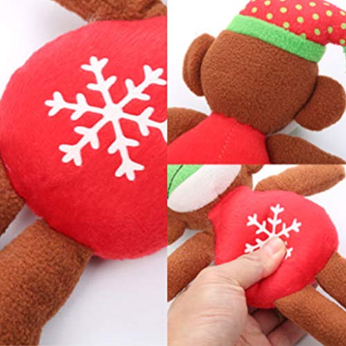 BEITABEITAkaitank 2 Piezas Navidad Mono Forma Perro Masticar Peluche con sonda incorporada Suave, muñeca para Masticar