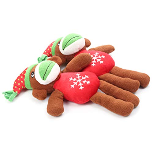 BEITABEITAkaitank 2 Piezas Navidad Mono Forma Perro Masticar Peluche con sonda incorporada Suave, muñeca para Masticar