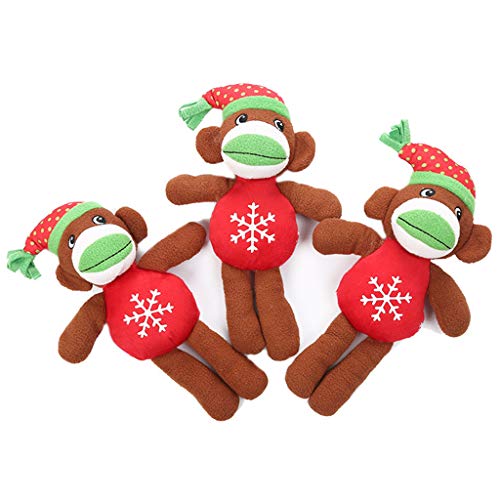 BEITABEITAkaitank 2 Piezas Navidad Mono Forma Perro Masticar Peluche con sonda incorporada Suave, muñeca para Masticar