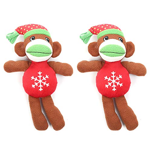 BEITABEITAkaitank 2 Piezas Navidad Mono Forma Perro Masticar Peluche con sonda incorporada Suave, muñeca para Masticar