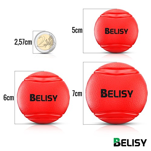 BELISY Pelota Perro - Juegos para Perros - Adecuado para Perros Grandes y Pequeños - Pelota Hinchable Perro - Hecho de Caucho Natural y Ecológico - Rojo