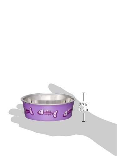 Bella Bowl Cuenco para Pescado, XS – Cuenco de Acero Inoxidable con Parte Inferior de Goma Antideslizante – Apto para Perros y Gatos – Resistente a Las bacterias y Apto para lavavajillas – Morado
