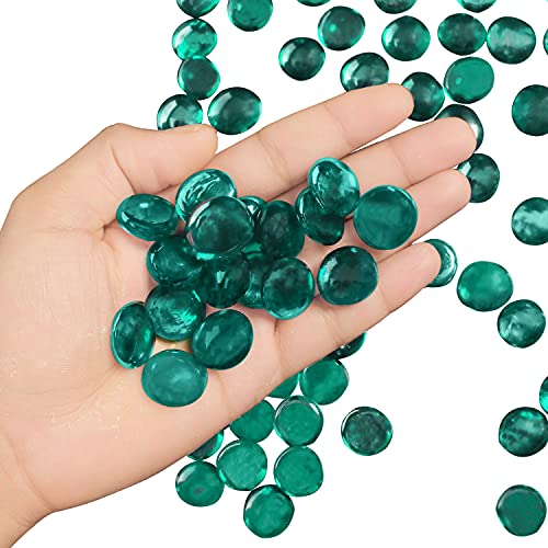 BELLE VOUS Piedras Decorativas Cristal Verdes 2 kg Piedras Decorativas para Jarrones 18 mm Planas - Piedras Colores Decoracion Bodas/Fiestas – Centros de Mesa y Decoración de Acuario