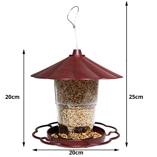 BelTech Comedero para Pájaros de Acrílico - Comedero Colgante para pájaros - Comedero Exterior- Comedero Aves Colgante Transparente y Anthracite - Comedero Exterior Farolillo para Pájaros