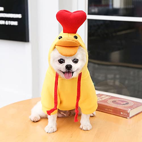 Benoon Ropa de mascota para perros y gatos con capucha para mascotas con forma de pollo Cosplay agradable para la piel Mascota Perros Gatos Sudadera con capucha para vacaciones - Blanco L