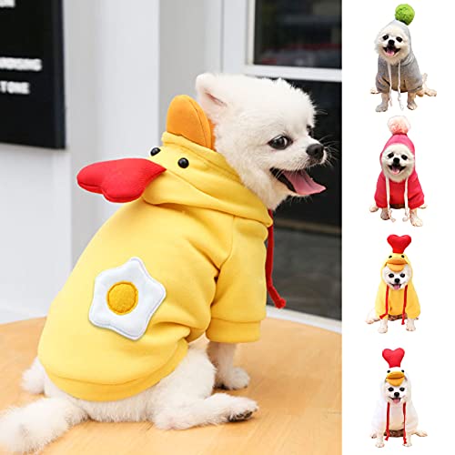 Benoon Ropa de mascota para perros y gatos con capucha para mascotas con forma de pollo Cosplay agradable para la piel Mascota Perros Gatos Sudadera con capucha para vacaciones - Blanco L