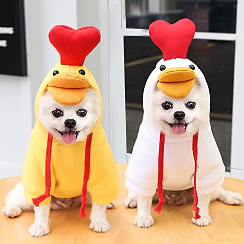Benoon Ropa de mascota para perros y gatos con capucha para mascotas con forma de pollo Cosplay agradable para la piel Mascota Perros Gatos Sudadera con capucha para vacaciones - Blanco L