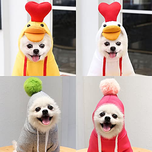 Benoon Ropa de mascota para perros y gatos con capucha para mascotas con forma de pollo Cosplay agradable para la piel Mascota Perros Gatos Sudadera con capucha para vacaciones - Blanco L