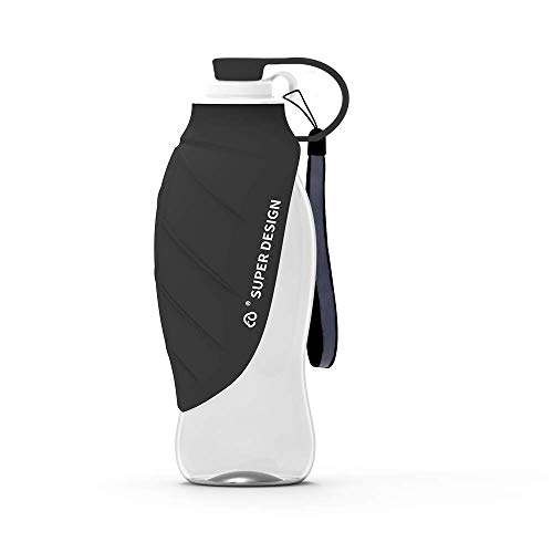 BePetMia Botella de Agua portátil de Viaje para Perros, Tapa Plegable como Cuenco, Botella de Agua de Silicona para Perros, Exterior, 580 ml (Gris)