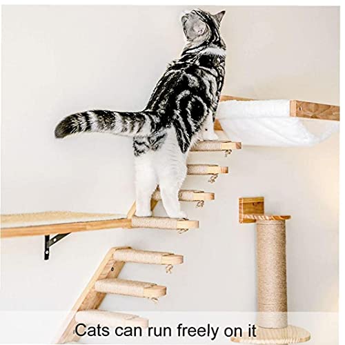 Berrywho Gato Pasos de Escalera estantes Gato de Madera montado en la Pared del Gato Escalada Estante con sisal Cuerda Gato Rascarse Escalera Plataforma de Gato Suministros Escalada Reproducción