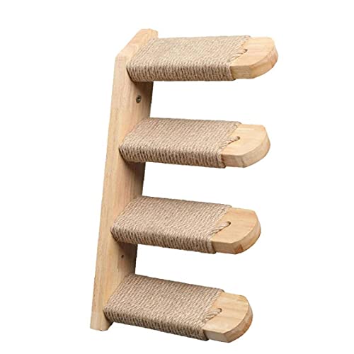 Berrywho Gato Pasos de Escalera estantes Gato de Madera montado en la Pared del Gato Escalada Estante con sisal Cuerda Gato Rascarse Escalera Plataforma de Gato Suministros Escalada Reproducción