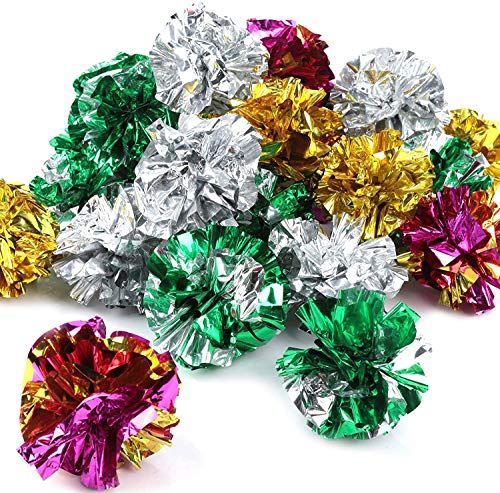 BestSuppler - Juego de 25 bolas arrugadas para gatos, juguetes originales de Mylar para gatos (colores al azar)