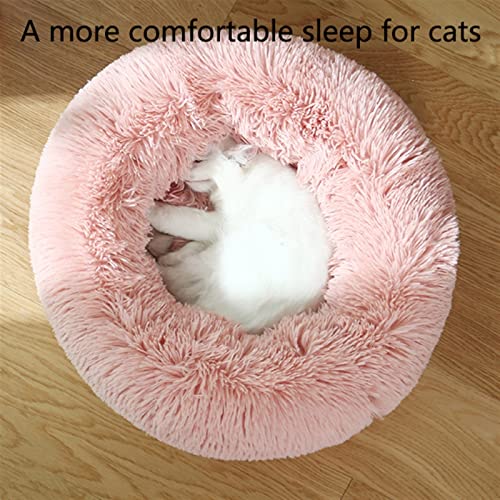 BFUABD Cama para Perros Gato Cama Cat Nest Mascotas Cama Redonda Mascotas Calentito Cojín Redondo Suave de Felpa para Mascotas Pequeñas (Color : Khaki, Size : 50cm)