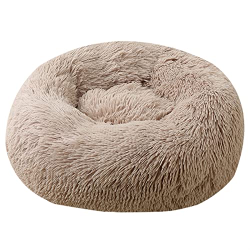 BFUABD Cama para Perros Gato Cama Cat Nest Mascotas Cama Redonda Mascotas Calentito Cojín Redondo Suave de Felpa para Mascotas Pequeñas (Color : Khaki, Size : 50cm)