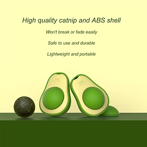 BigKing Bola de Hierba gatera, práctica Limpieza de Dientes giratoria interactiva Forma de Aguacate Gatito Trata Bola Juguete Gato Masticar Juguete para Interior 4,6x6 cm