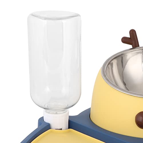 BigKing Dispensadores automáticos de Alimentos para Mascotas, comedero de Alimentos para Mascotas y dispensadores automáticos de Agua con Recipiente de Acero Inoxidable Desmontable(Amarillo)