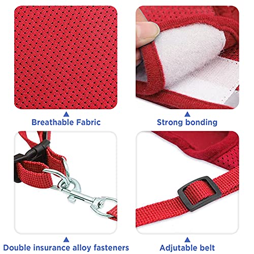 Bigqin Arnés para Gatos con Correa arnés para Gatos arnés para Gatitos con Rayas Reflectantes arnés Ajustable para Gatos, Rojo, M