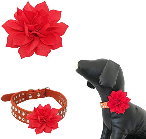 BIPY 8 unidades de collar de perros pequeños con arcos de flores, cachorros y gatos, collar de dijes ajustables, diapositivas de aseo de accesorios para disfraz de cumpleaños, bodas, festivales