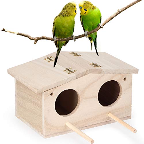 Bird House, Nido de Madera para Mascotas, nidos de pájaros, Caja de cría, Jaula, Accesorios para pajarera con Puerta de Dos Agujeros para Loros, Golondrinas, pájaros y Otros Animales Salvajes