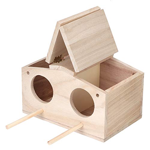 Bird House, Nido de Madera para Mascotas, nidos de pájaros, Caja de cría, Jaula, Accesorios para pajarera con Puerta de Dos Agujeros para Loros, Golondrinas, pájaros y Otros Animales Salvajes