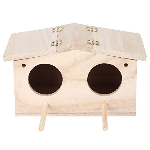 Bird House, Nido de Madera para Mascotas, nidos de pájaros, Caja de cría, Jaula, Accesorios para pajarera con Puerta de Dos Agujeros para Loros, Golondrinas, pájaros y Otros Animales Salvajes