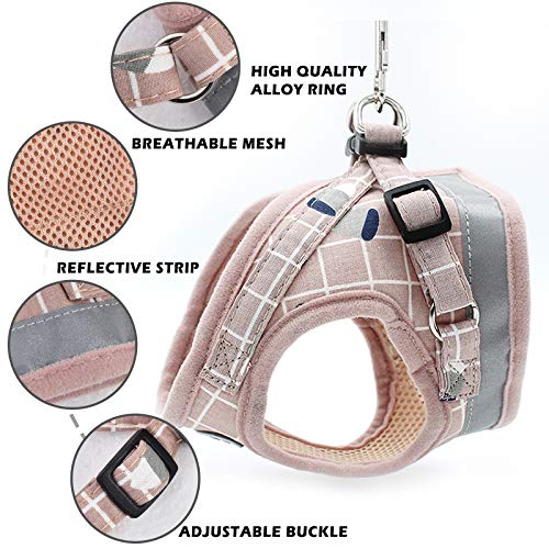 BLEVET Arnés Reflector Respirante Pequeña Chaleco Arnés Ajustable Mascotas Arnés para Perros Grandes, Cachorros MZ083 (XS, Pink)