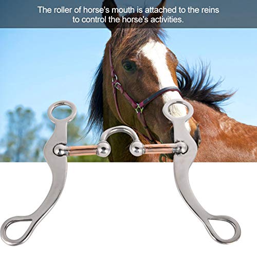 Boca de Caballo, Profesional Equino Corrección un Poco, Snaffle Occidental con Trocitos de Caballo de 5 Pulgadas, Rodillo de Boca de Caballo, Espesura Acero Inoxidable Bocaditos para Brida de Caballo