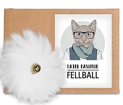 Bola de gato con piel de oveja (pelota), hecha a mano en Alemania, juguete interactivo para gatos, material natural
