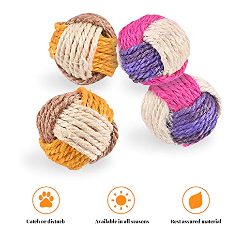 Bola de Gato, Juguetes para Gatos Pelotas,6 Bolas de sisal para Gatos Juguete Gato Interactivo para Mascotas,Juguetes Interiores de los Gatos