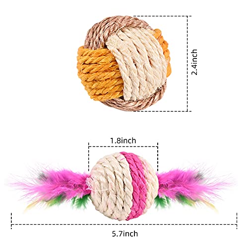Bola de Gato, Juguetes para Gatos Pelotas,6 Bolas de sisal para Gatos Juguete Gato Interactivo para Mascotas,Juguetes Interiores de los Gatos