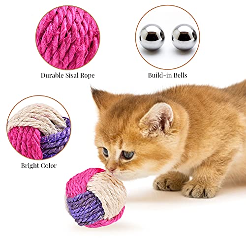 Bola de Gato, Juguetes para Gatos Pelotas,6 Bolas de sisal para Gatos Juguete Gato Interactivo para Mascotas,Juguetes Interiores de los Gatos