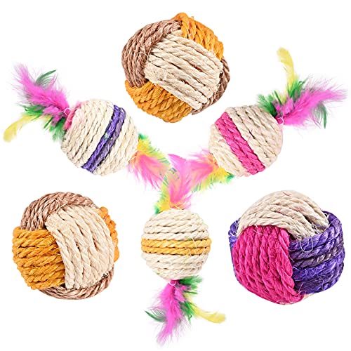 Bola de Gato, Juguetes para Gatos Pelotas,6 Bolas de sisal para Gatos Juguete Gato Interactivo para Mascotas,Juguetes Interiores de los Gatos