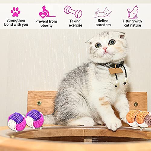 Bola de Gato,6 Pcs Sisal Cuerda Gato Pelota,Juguete Gato Interactivo,Pelotas de Juguete para Gatos,Juguete Interactivo para Mascotas,Juguete para Mascotas,Pelota de Masticación para Gatos