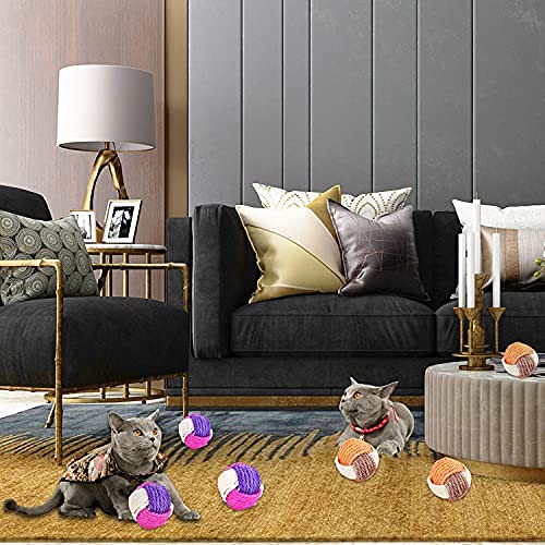 Bola de Gato,6 Pcs Sisal Cuerda Gato Pelota,Juguete Gato Interactivo,Pelotas de Juguete para Gatos,Juguete Interactivo para Mascotas,Juguete para Mascotas,Pelota de Masticación para Gatos