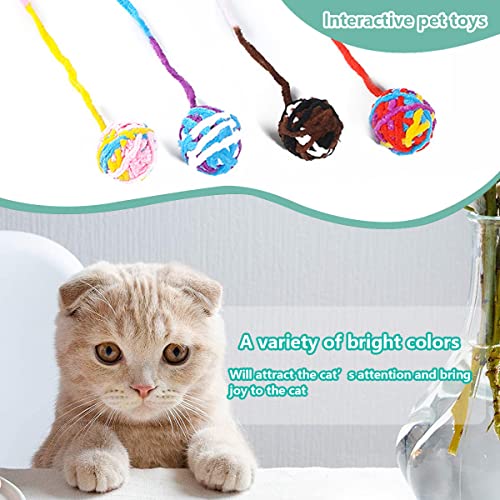 Bola de Gato,Forreen 8 Piezas Juguetes para Gatos Pelotas Hilo Lana de Colores Interesante Juguete Interactivo para Gato con Campanas para Gatos Gatito Entrenamiento Jugando