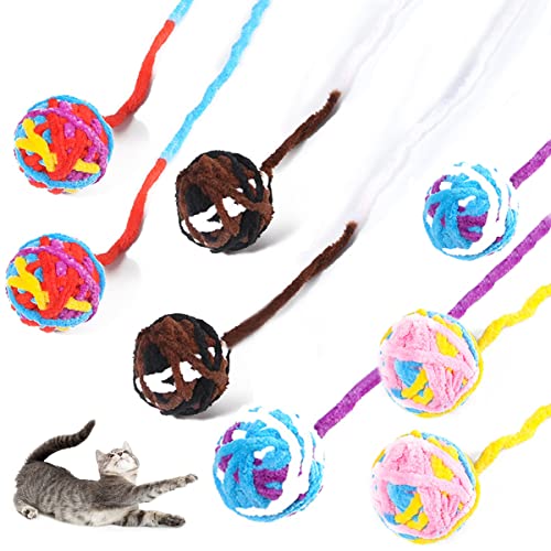 Bola de Gato,Forreen 8 Piezas Juguetes para Gatos Pelotas Hilo Lana de Colores Interesante Juguete Interactivo para Gato con Campanas para Gatos Gatito Entrenamiento Jugando